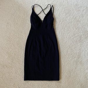 Lulu’s Black Bodycon Strappy Open Back Dress Sz Small